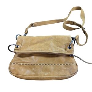 The Sak Tan Leather Foldover Crossbody Purse